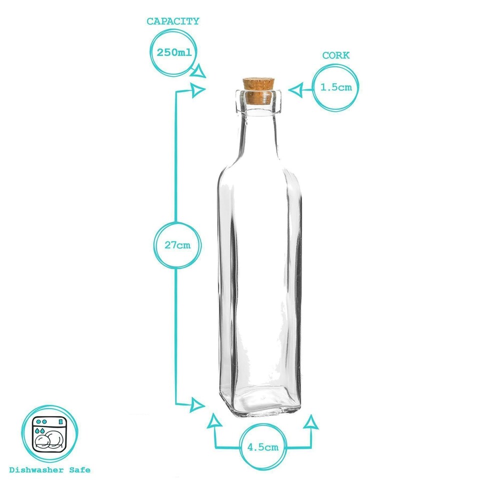 image 1 of Argon Tableware Olive Oil Pourer Bottles with Cork Lids - 250ml - Pack of 2