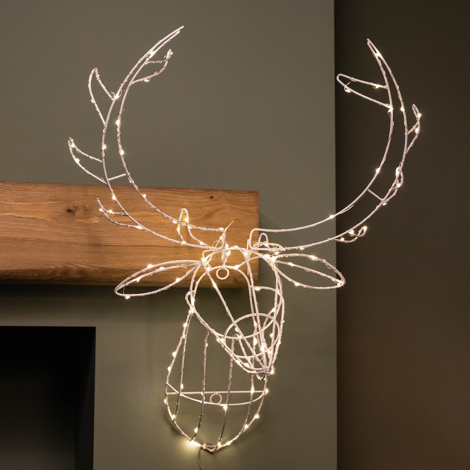 image 1 of 70cm Festive Christmas Indoor Outdoor Twinkling LED Reindeer Head in Warm White