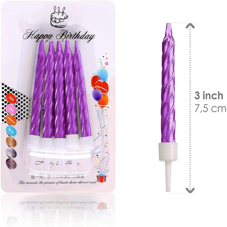 image 1 of 10 pcs Purple Cake Topper Candles Purple