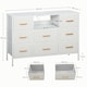 image 5 of HOMCOM Boucle Chest of Drawers, 8 Fabric Drawers Storage Organiser with Charging Station, 2 USB and 2 AC Ports, Steel Frame, Fabric Dresser for Living Room, Bedroom, Hallway, Cream White | Cream | Cream