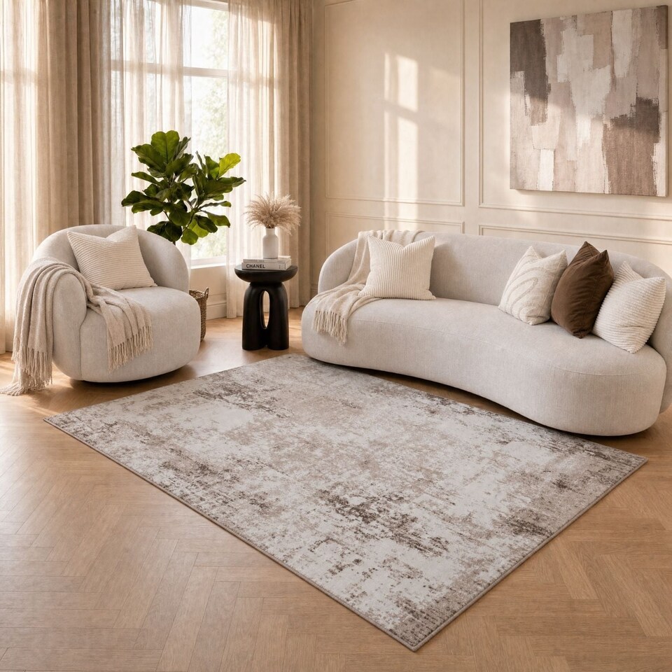 The Rugs Elaris Stain Resistant Abstract Distressed Living Room Floor ...