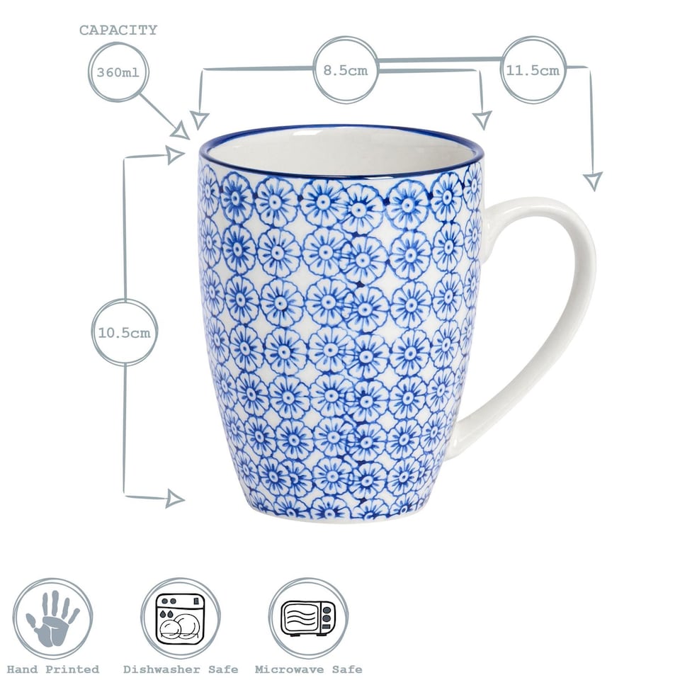 image 1 of Nicola Spring Hand-Printed Teapot - 820ml - Navy