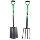image 1 of Garden Gardening Border Fork + Digging Spade Carbon Steel Blades 2pc Set