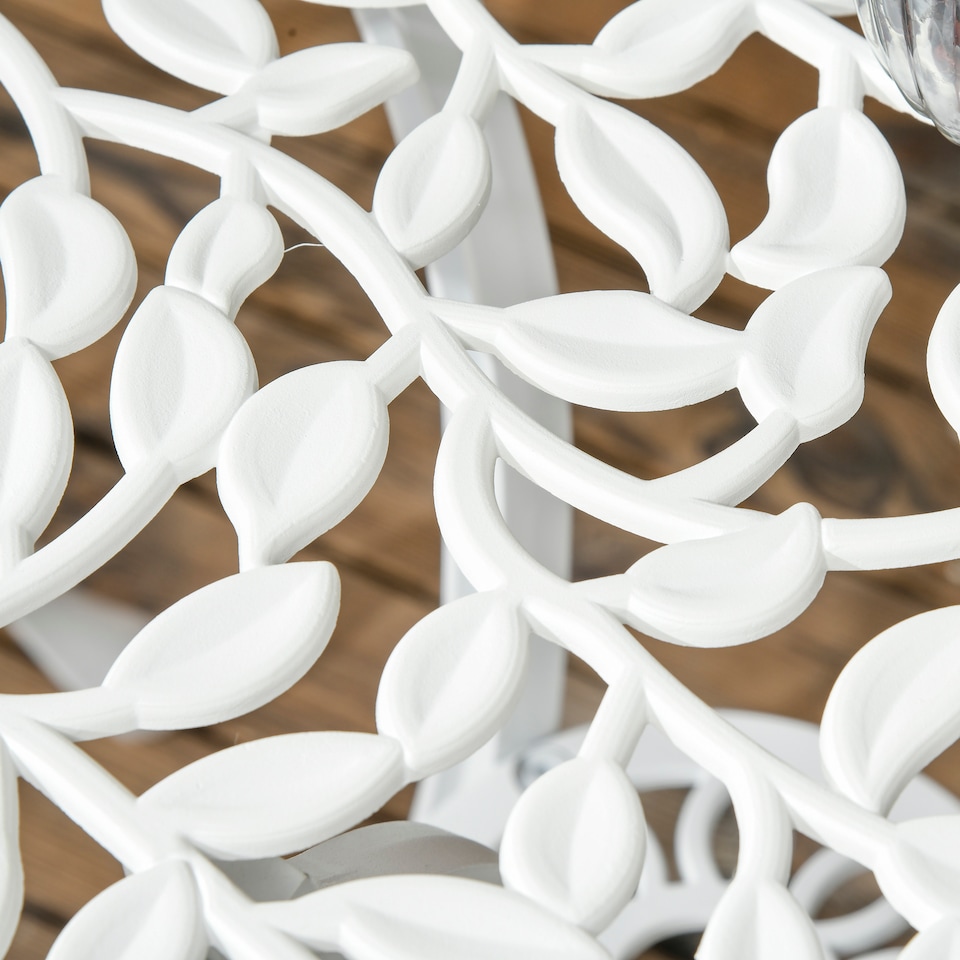 image 1 of Outsunny 3 Pcs Aluminium Bistro Set Garden Furniture Dining Table Chairs Antique Outdoor Seat Patio Seater White