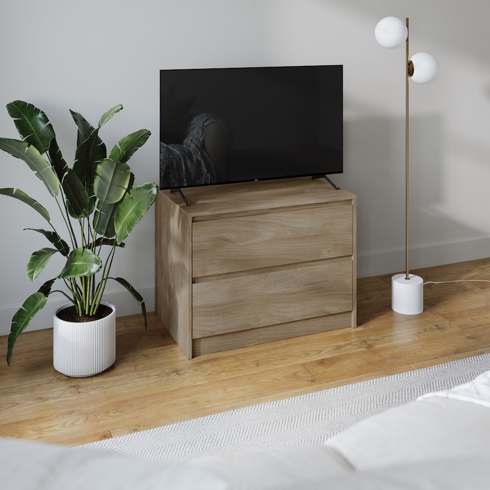 image 1 of URBNLIVING 2 Drawer Chest Storage Unit With Adjustable Feet | Multi | Oak | 1