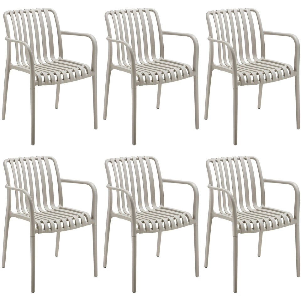 image 1 of Garden Chairs Alcudia - weather-resistant, durable and long-lasting plastic - Set of 6 Brown | Taupe
