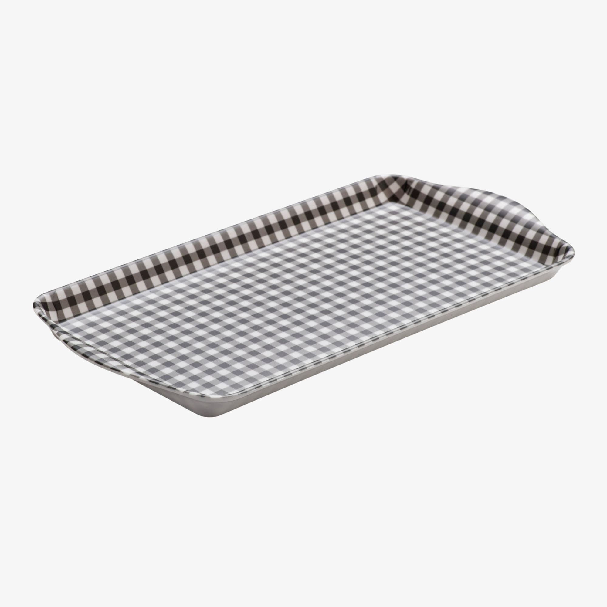 Zeal Melamine Sandwich Serving Tray, Gingham Pattern, 25 x 13cm, Dark Grey