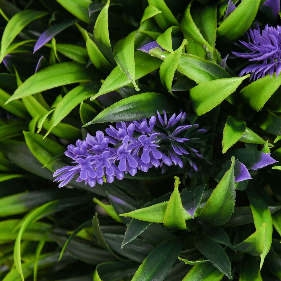 image 1 of HOMCOM Set of 2 Decorative Artificial Plants Ball Trees with Lavender Flowers in Pot Fake Plants for Home Indoor Outdoor Decor, 70cm, Green