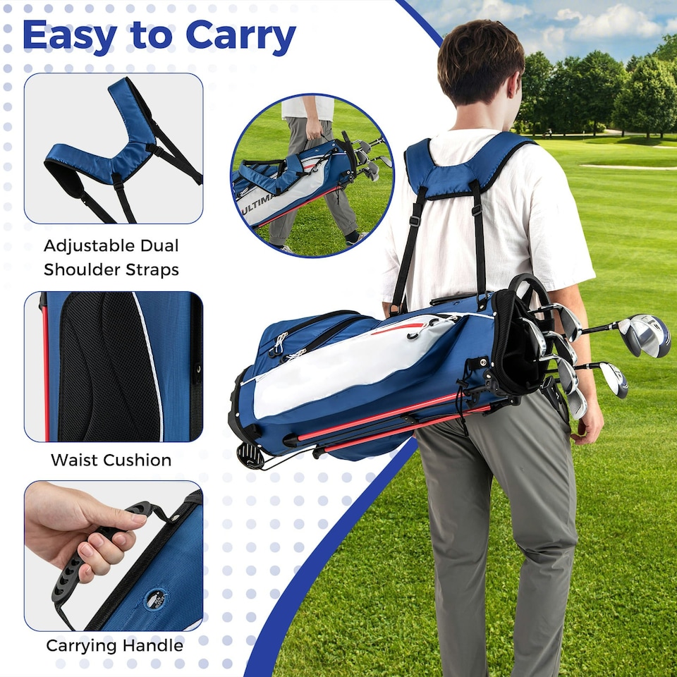 image 1 of COSTWAY Men's Complete Golf Clubs Package Set 10 Pieces Blue