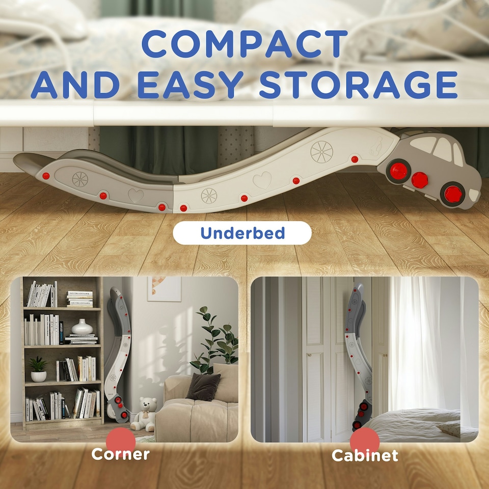 image 1 of AIYAPLAY Kids Slide for Bed, Sofa, Easy to Assemble, Grey