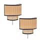 image 1 of ValueLights Grant Pair Plug in Natural Rattan Wicker Cane Easy Fit Wall Lights | Brown