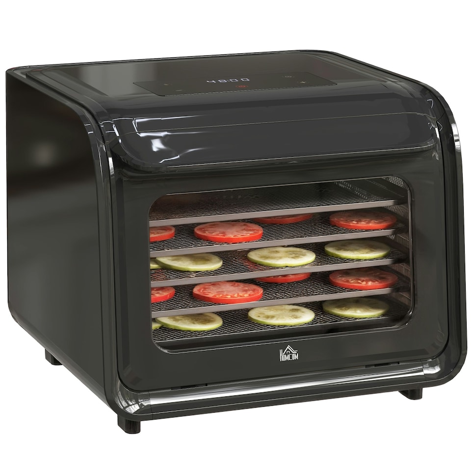 image 1 of HOMCOM Food Dehydrator with 6 Stainless Steel Tray, for Fruit, Meat, Black
