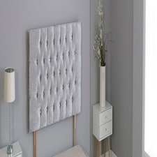 Silver Crush Velvet Chesterfield Crystal Button Headboard | Silver | 5FT King 20"inch Headboard