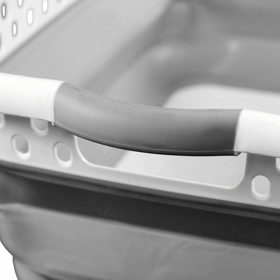 image 1 of Oypla Grey and White - Pop Up Collapsible Plastic Washing Laundry Basket Grey