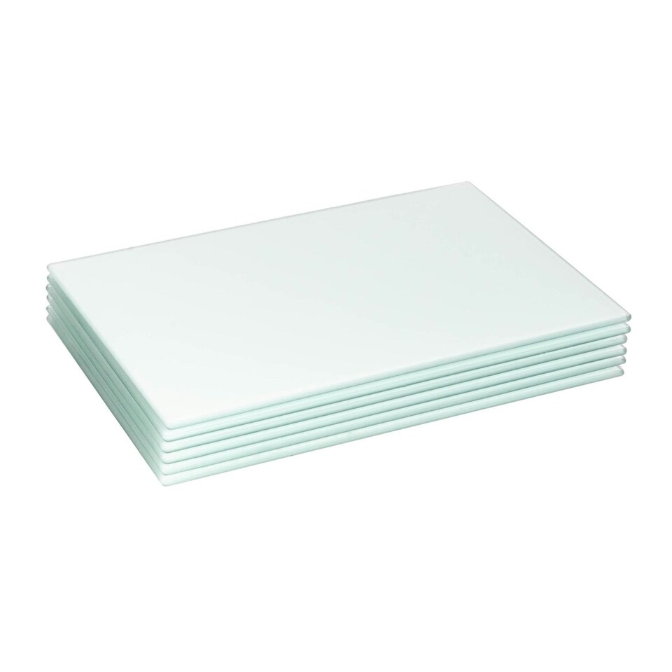 image 1 of Harbour Housewares 6pc Glass Placemats - White - 30 x 20cm - Sleek, Heatproof Table Mats White