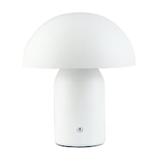 Modern Rechargeable Mushroom Table Lamp in Mat White with Touch Dimmer Button | White