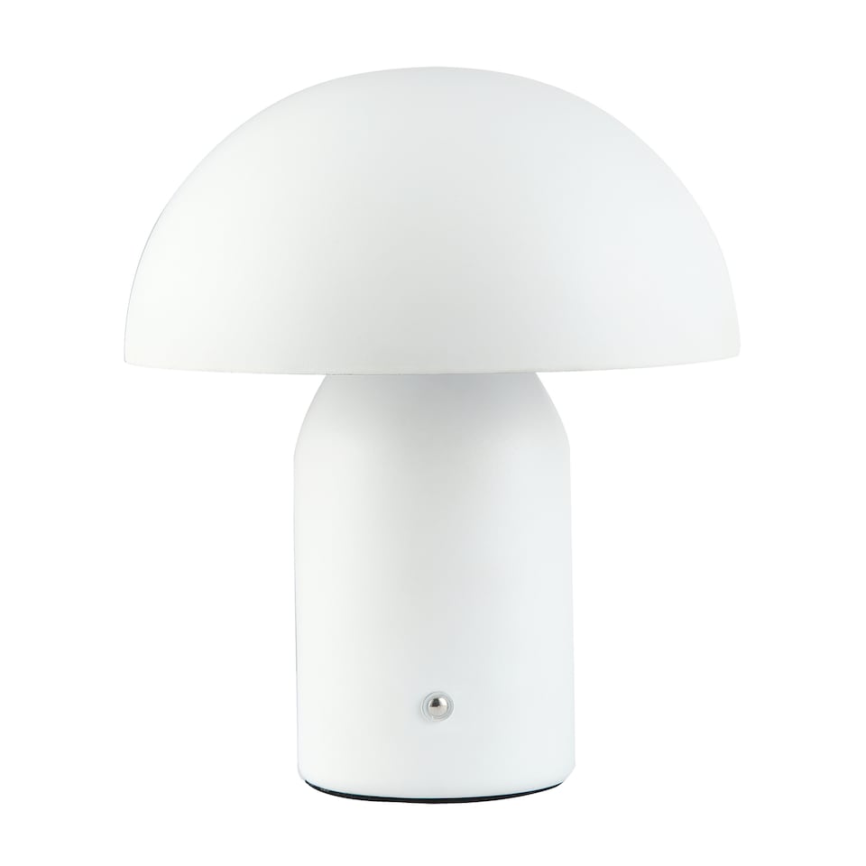 image 1 of Modern Rechargeable Mushroom Table Lamp in Mat White with Touch Dimmer Button | White