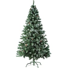 Christmas Tree - artificial Christmas tree with frosted tips, pine cones, and metal stand | Green | green | 1