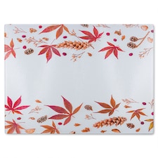Autumn Leaves Half Border Glass Chopping Board | Multi