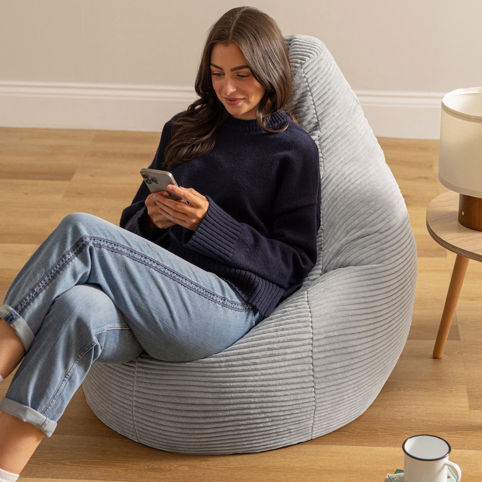 image 1 of icon Gaming Bean Bag Recliner Jumbo Cord Grey