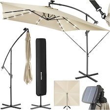 Parasol Sunna - 250 x 250 cm with LED solar lighting, with protective cover Cream | Beige
