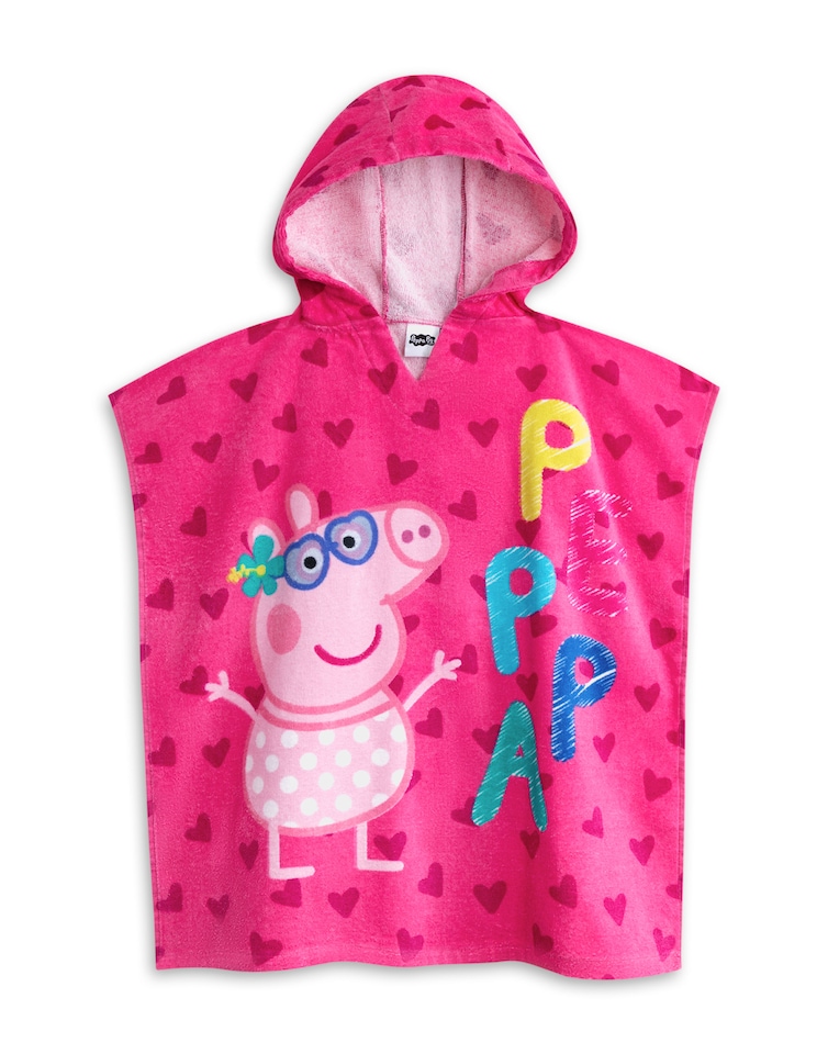 image 1 of Peppa Pig Girls Swimsuit & Hooded Towel Poncho | Kids Pink Swimming Costume and Towelling Robe | Gift For Children 4-5 Years