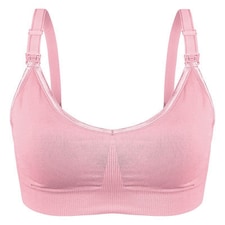 Soft & Comfortable Wireless Nursing Bra with Easy Open Clips - Small / Pink