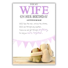 Snuggly Bumpkins For My Wife on Her Birthday, Greetings Card for Wife, Multi-Coloured