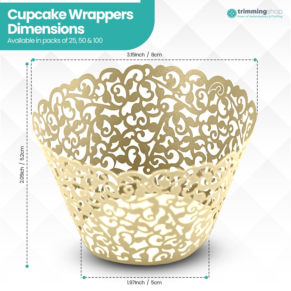image 1 of Cupcake Wrappers Laser Cut Floral Design Paper Cup Holders - 25pcs