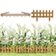 image 1 of Outsunny Pack of 12 Wooden Plant Border Fence Garden Fixed Picket Fence Brown