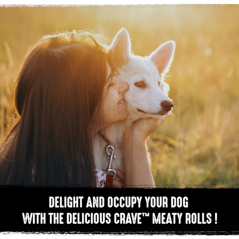 image 1 of 8 x 50g Crave Natural Grain Free Meaty Rolls Adult Dog Treats Beef Dog Chews