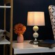 image 1 of ValueLights Pair Of Modern Chrome And Mosaic Crackle Glass Table Lamps With Grey Shade