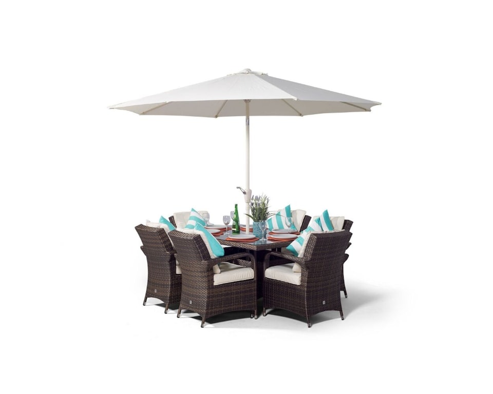 image 1 of Arizona Rectangular 6 Seater Rattan Patio Dining Set | Brown | Brown