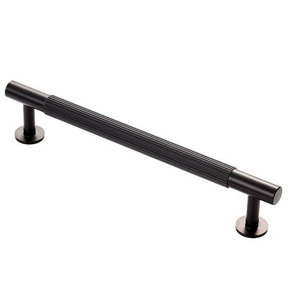 Loops Lined Bar Door Pull Handle - 190mm x 13mm - 160mm Centres - Matt Black