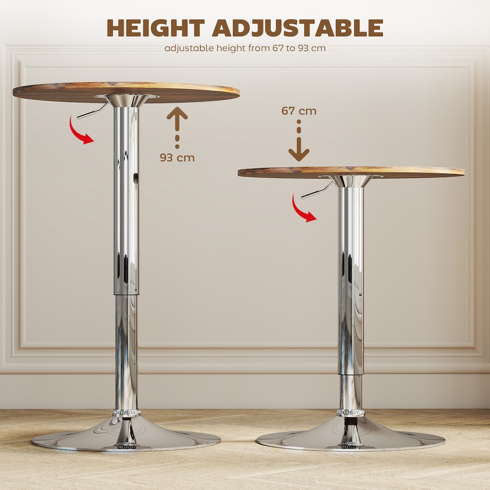 image 1 of HOMCOM Round Bar Table, Swivel Bistro Table with Adjustable Height