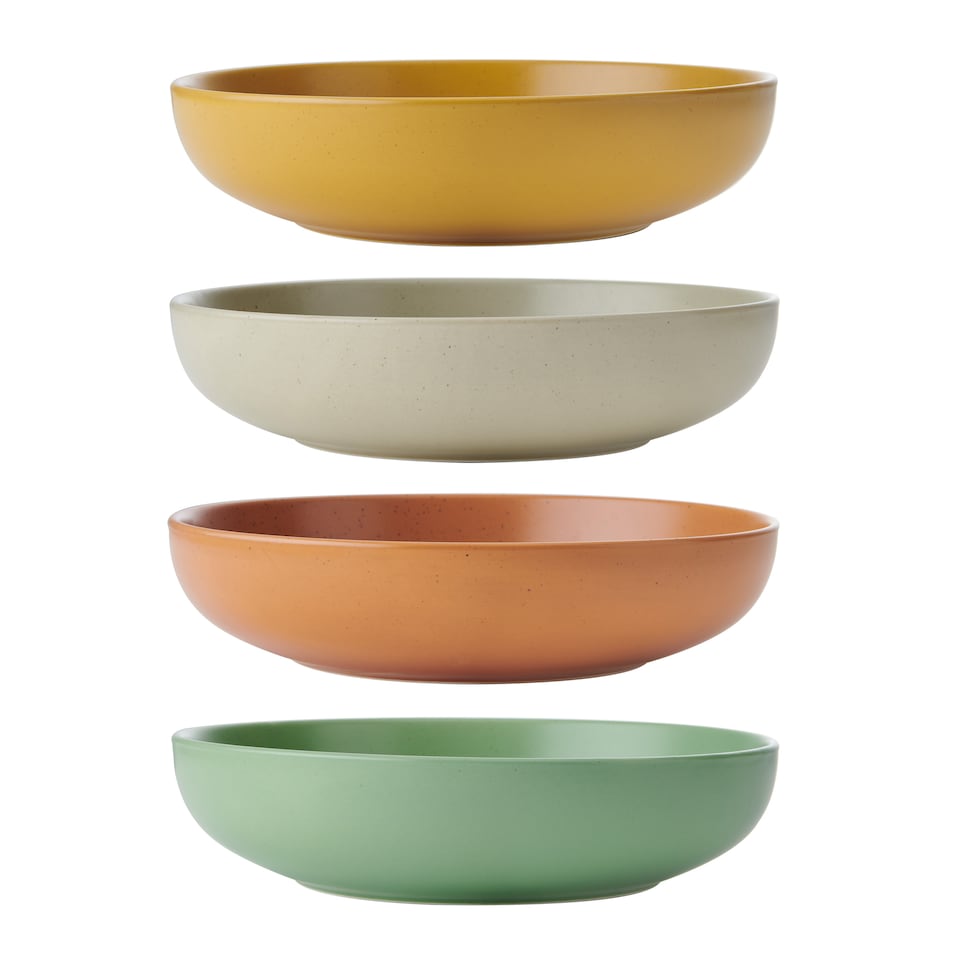 image 1 of KitchenCraft Pasta Bowl Set Stoneware 21cm Set of 4 | Multi