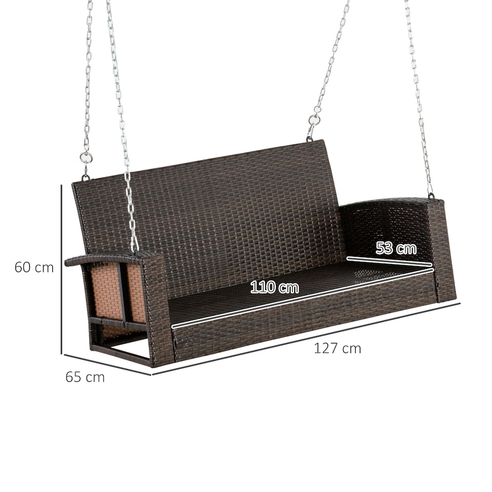 image 1 of Outsunny 2-person Wicker Swing Chair, Porch Loveseat Garden Hanging