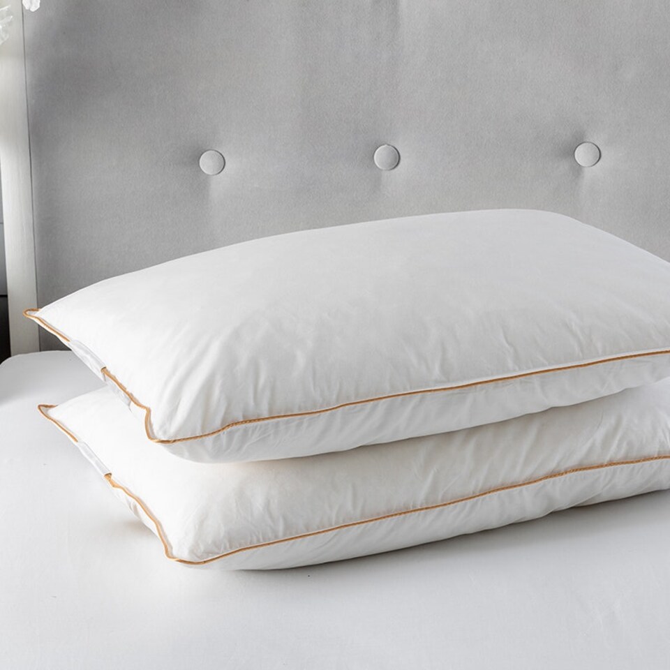 image 1 of Luxury Goose Feather And Down Pillow Pair 100% Cotton Cover White
