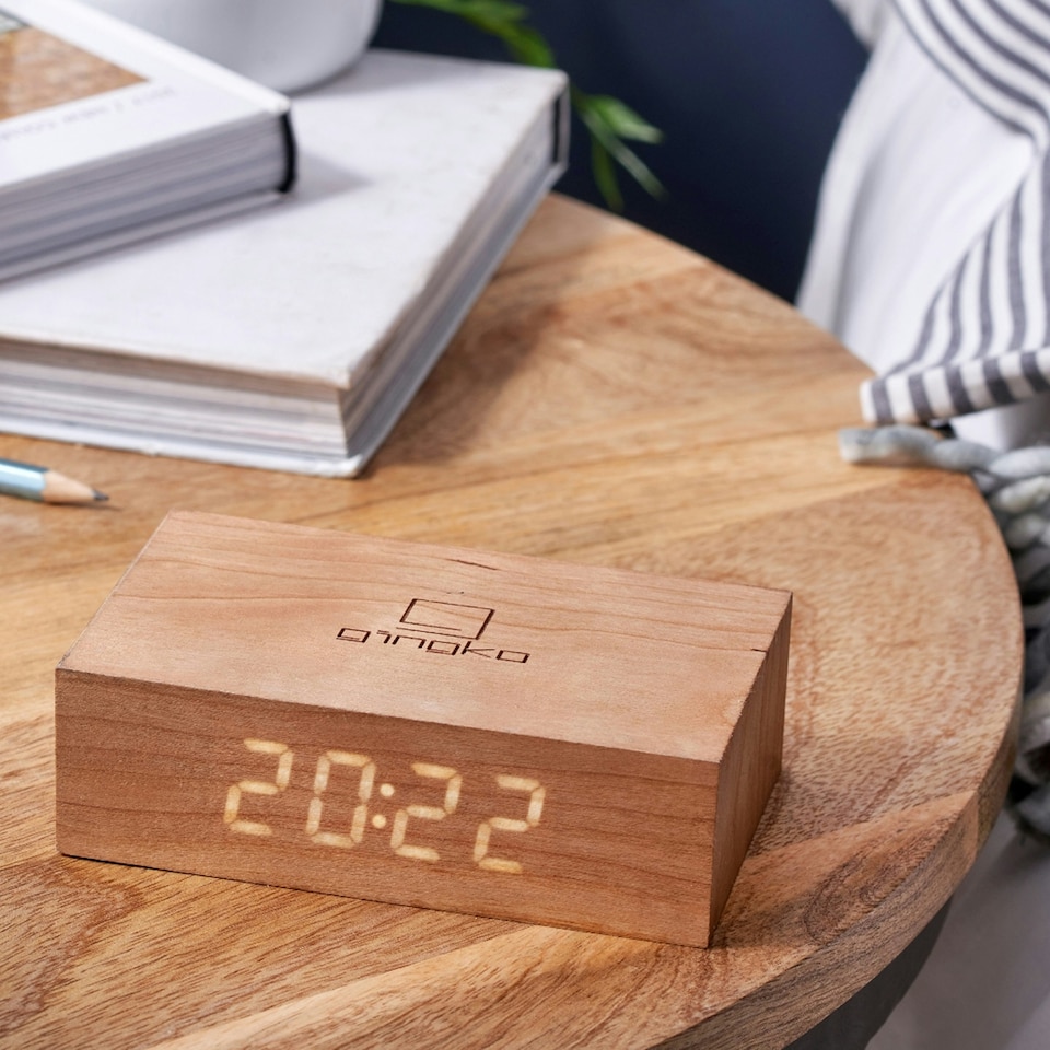 image 1 of Gingko Design Flip Cilck Clock Natural Cherry
