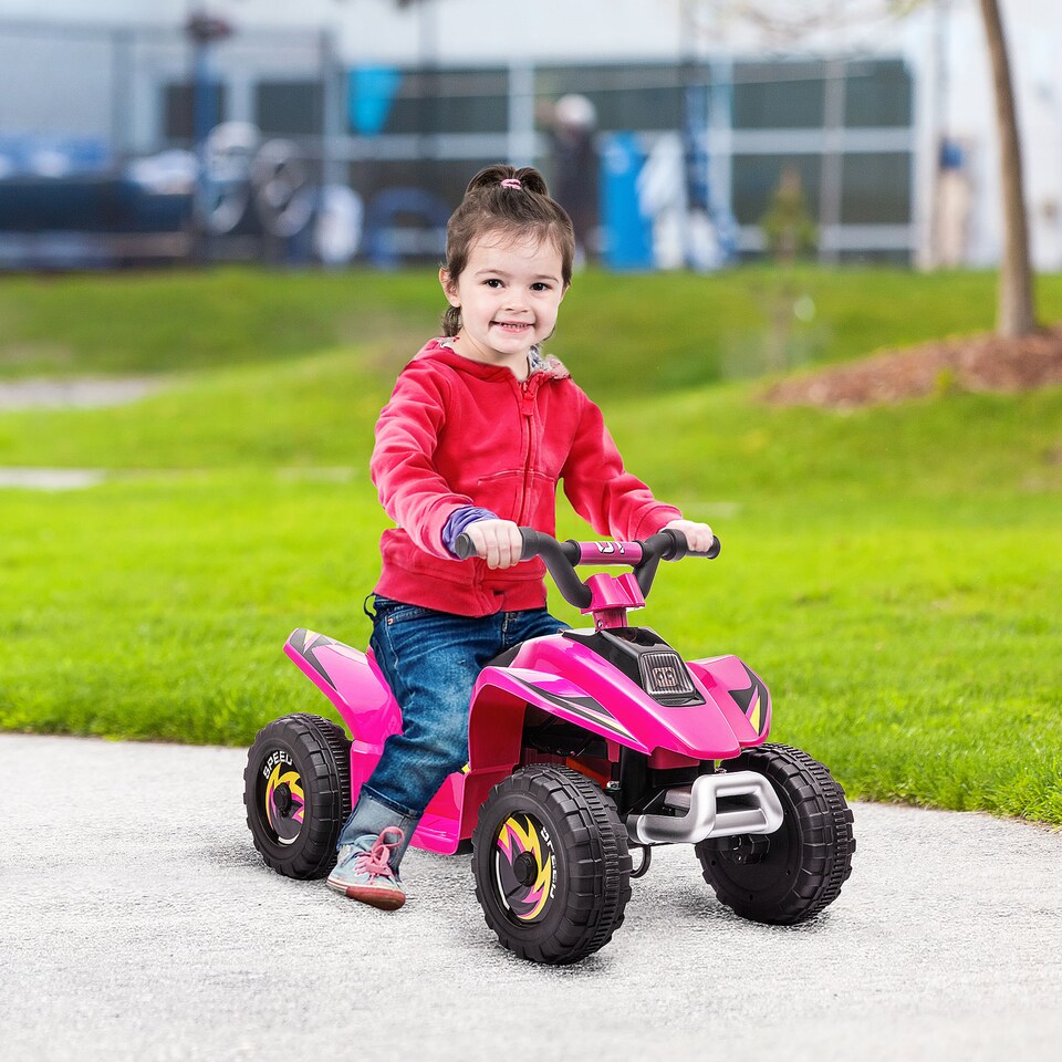 image 1 of HOMCOM 6V Kids Electric Ride on Car All Terrain Vehicle Toy Quad Bike with Forward Reverse Functions Toddlers for 18-36 Months Old Pink