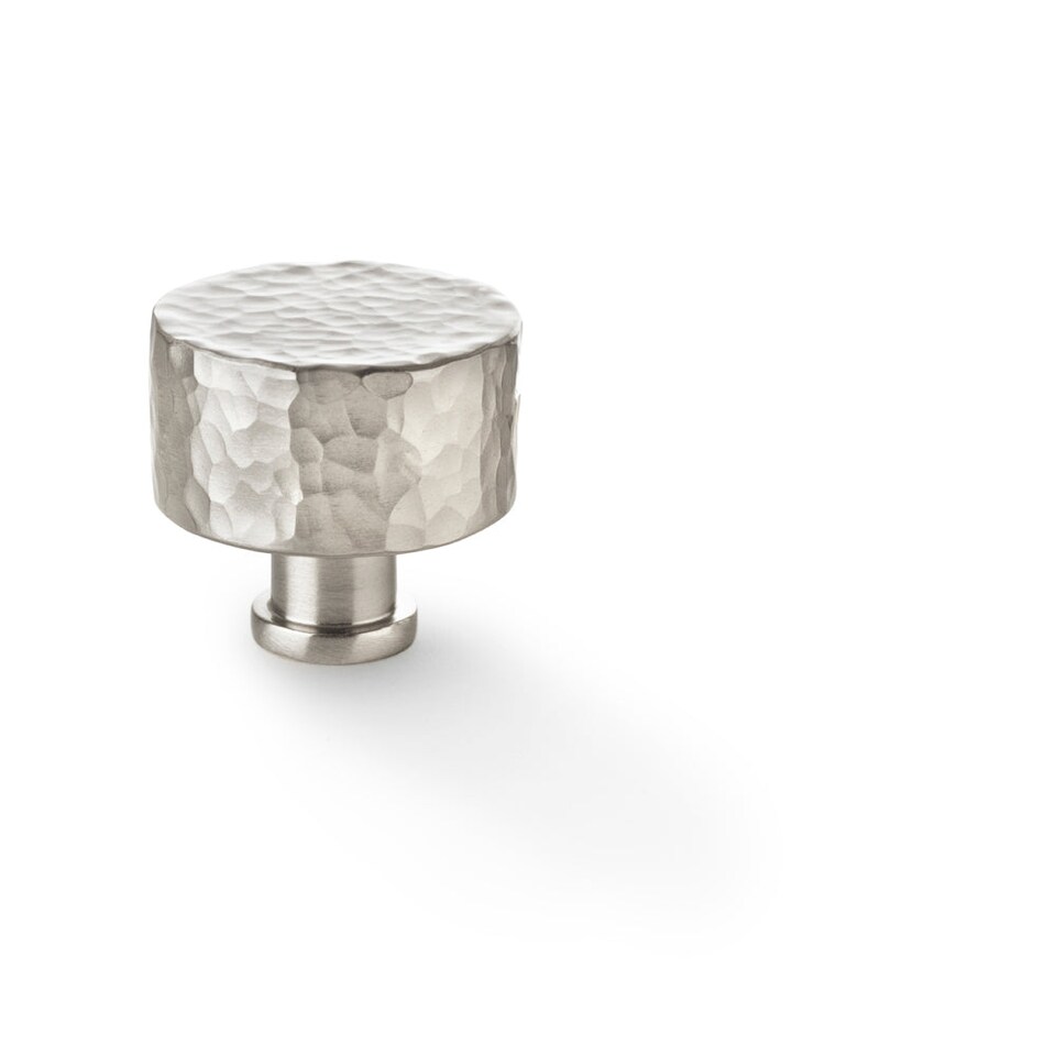image 1 of Round Hammered Door Knob Satin Nickel 35mm Diameter Cupboard Cabinet Pull Handle
