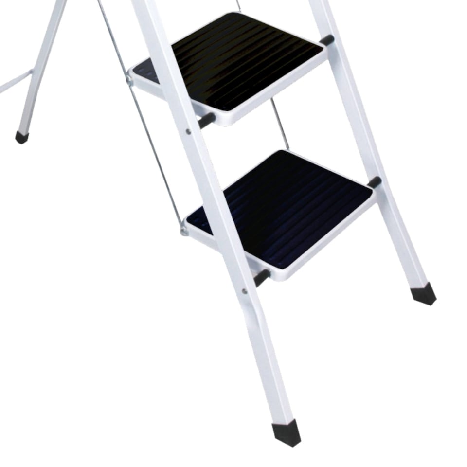image 1 of Foldable 4 Step Ladder Stepladder Non Slip Tread Safety Steel | White