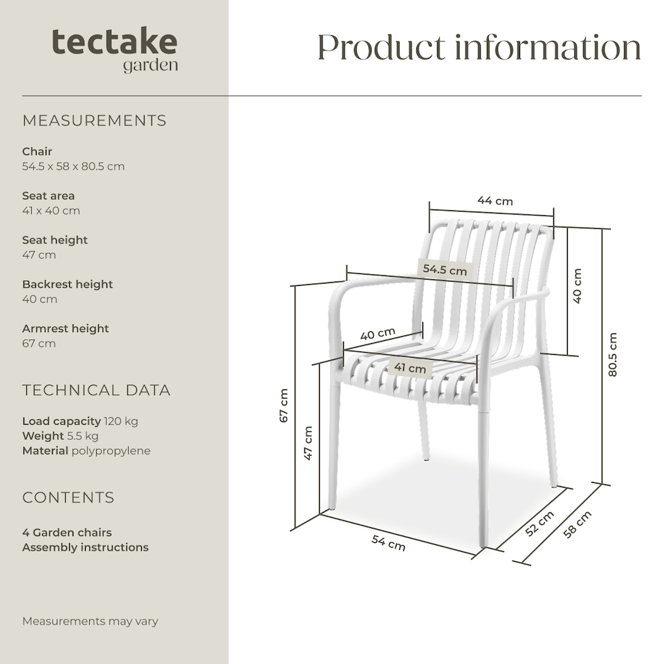 image 1 of Garden Chairs Alcudia - weather-resistant, durable and long-lasting plastic | Cream | cream | One Size | 4