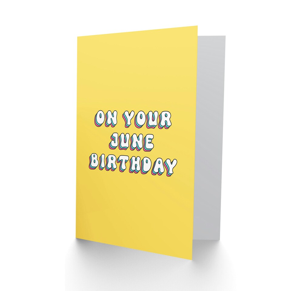image 1 of Born June Fun Bright Retro Yellow Woman Her Birthday Card