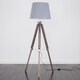 image 3 of ValueLights Clipper Light Wood Tripod Floor Lamp Grey Taper Shade