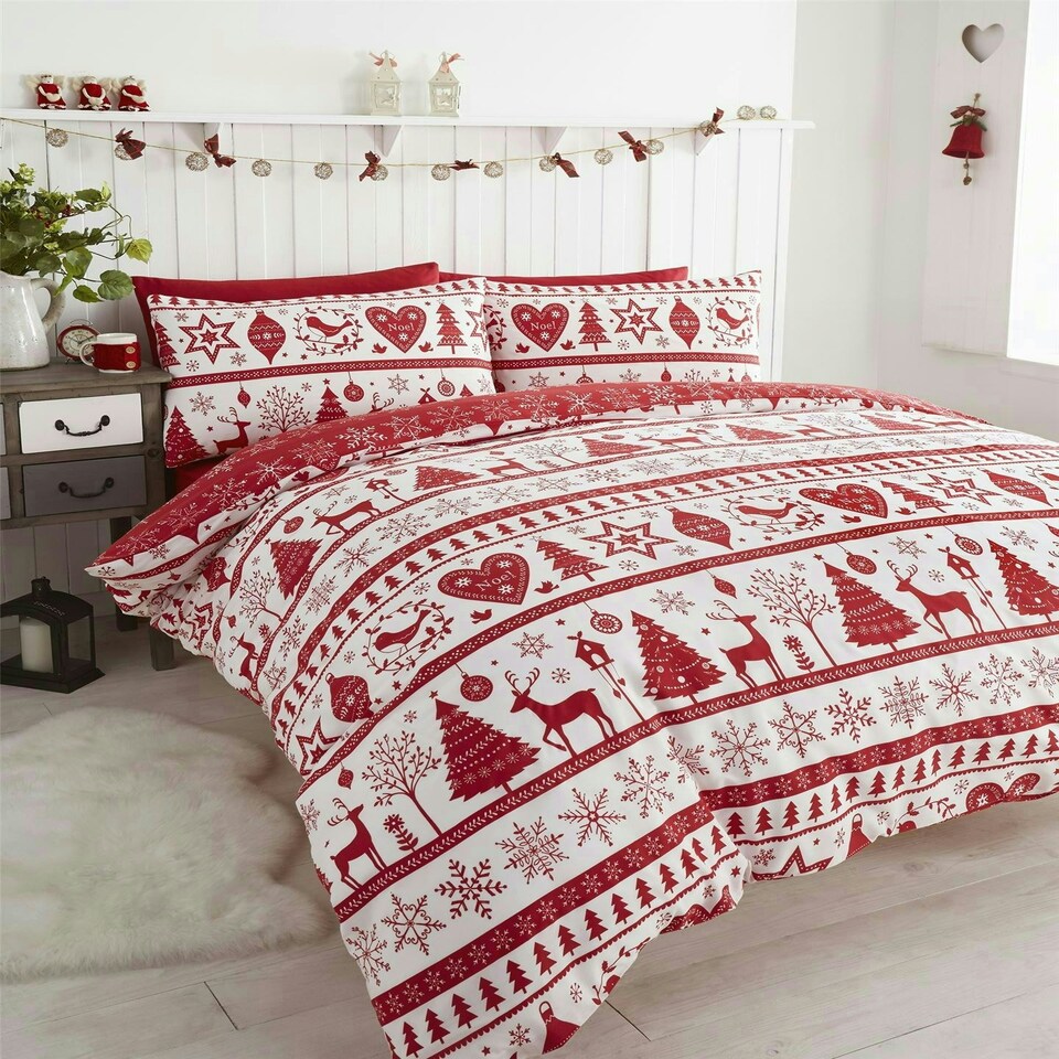 Noel Red Single Duvet Cover Set Red | King