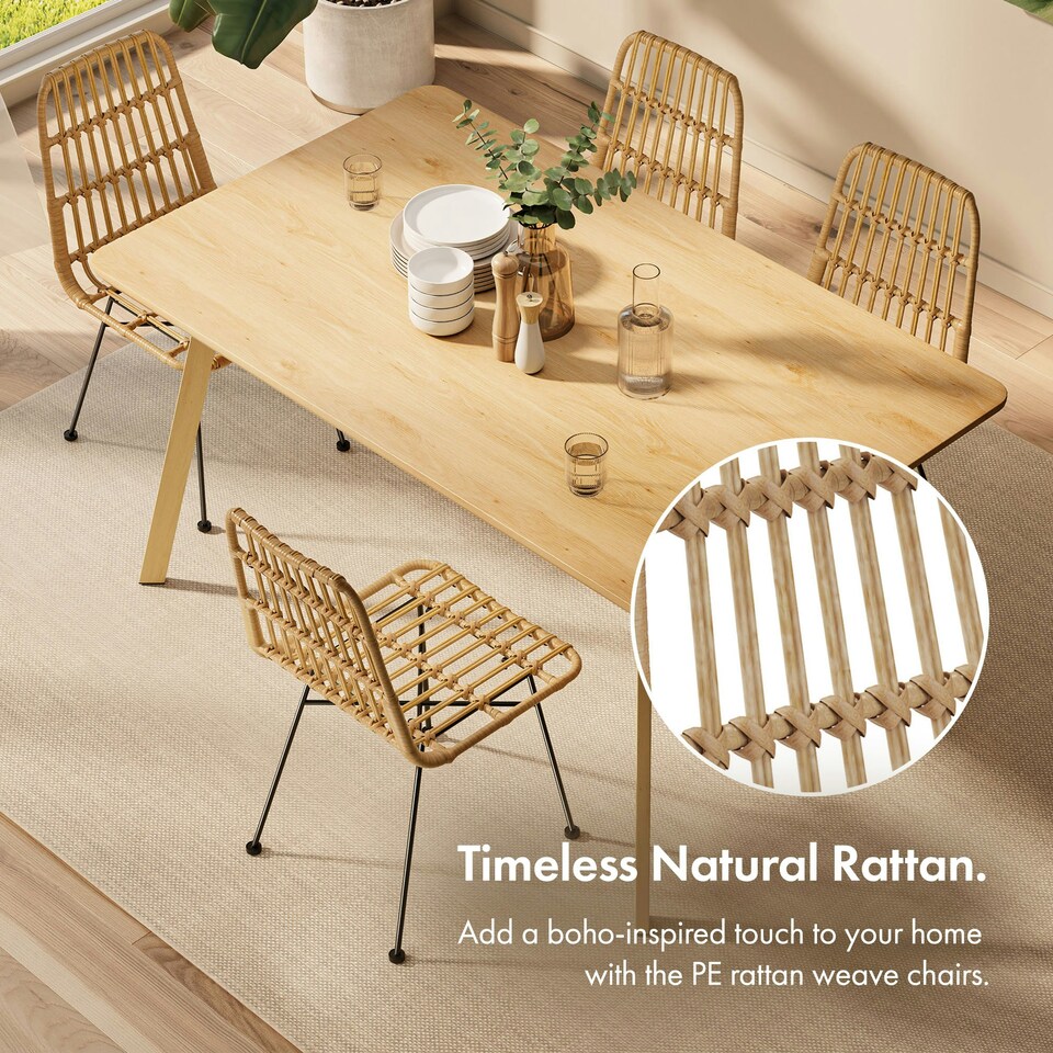 image 1 of VonHaus Richmond Rattan Set of 2 Dining Chairs