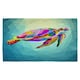 image 1 of colorful turtle floating underwater in the geometric blue water ocean (Kitchen Towel)