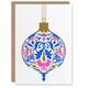 image 1 of Greeting Card Finial Art Nouveau Bauble Pink Blue Gold Modern Blank For Him Or Her Art Xmas Christmas Card