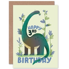 Dinosaur Apatosaurus Age 3 Years Old Child Kids 3rd Birthday Card
